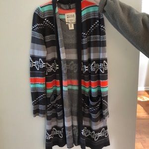 Long, colorful billabong sweater